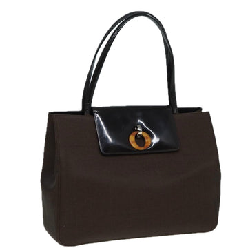 CHRISTIAN Pearl Street Bags Dior Tote Bag PVC Leather Brown Auth bs16166