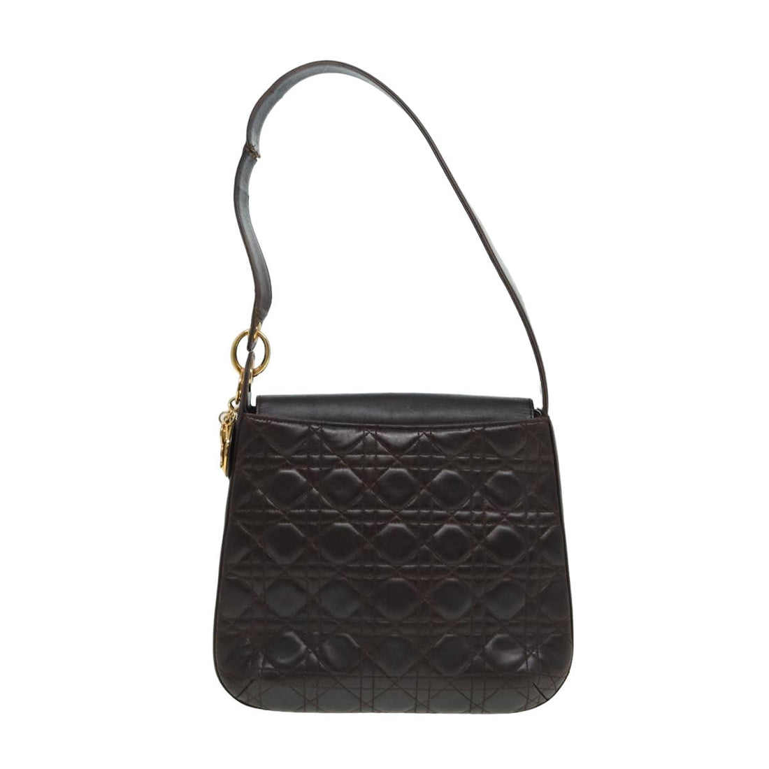 CHRISTIAN Pearl Street Bags Dior Lady Pearl Street Bags Dior Canage Shoulder Bag Lamb Skin Brown Auth bs16169