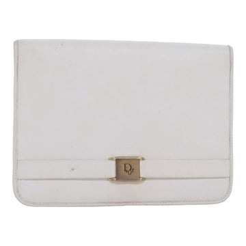 CHRISTIAN Pearl Street Bags Dior Shoulder Bag Leather White Auth bs16301