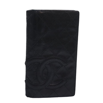 Chanel Cambon Line Long Wallet Leather Black CC Auth bs