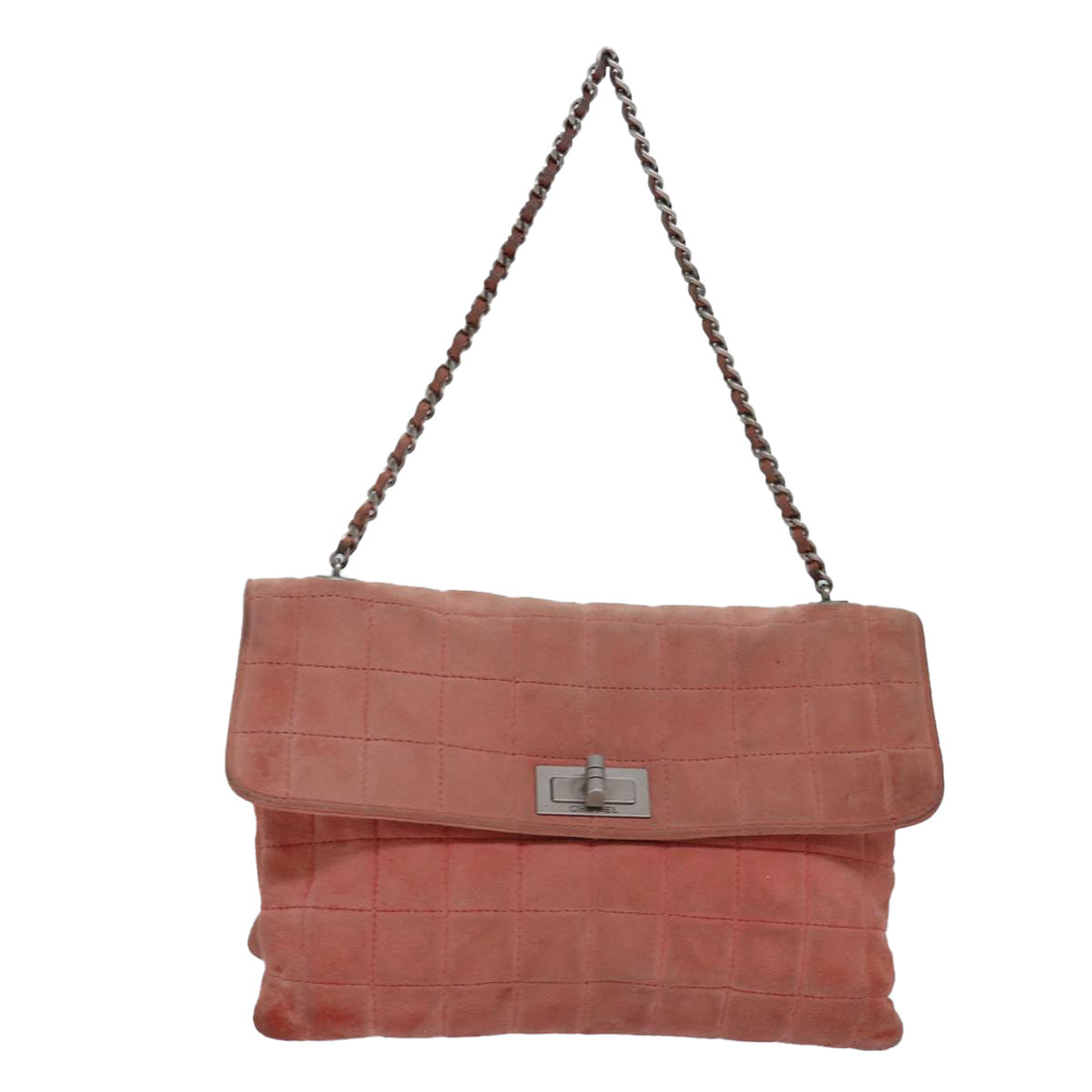 Chanel Choco Bar Chain Hand Bag Suede Orange CC Auth bs