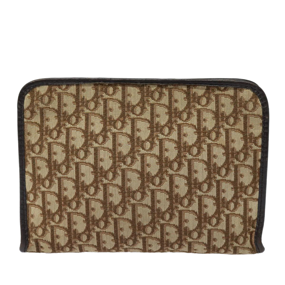 CHRISTIAN Top quality Dior Trotter Canvas Clutch Bag Brown Auth bs16656