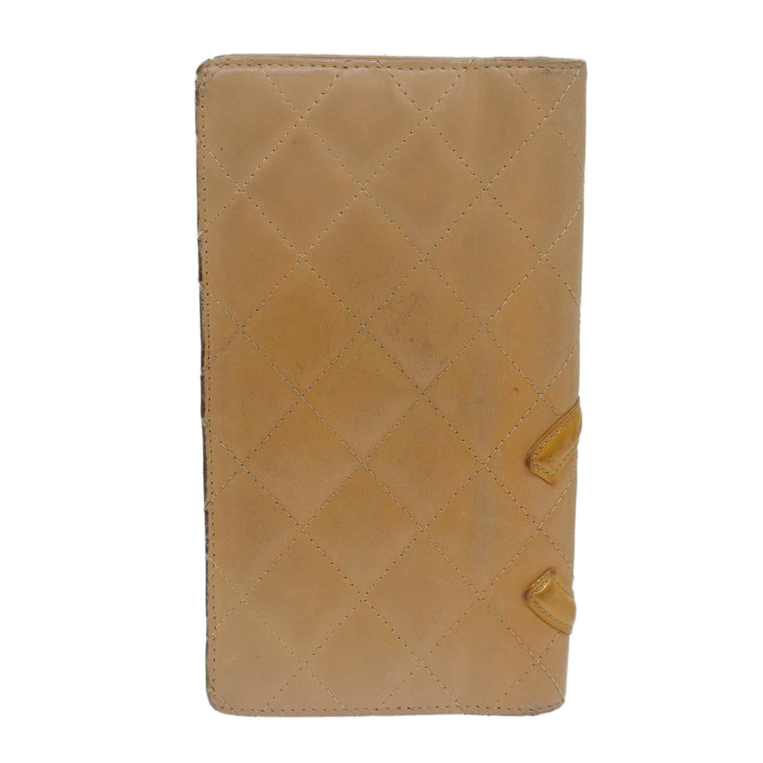 Top Quality Chanel Cambon Line Matelasse Long Wallet Leather Beige CC Auth bs16763