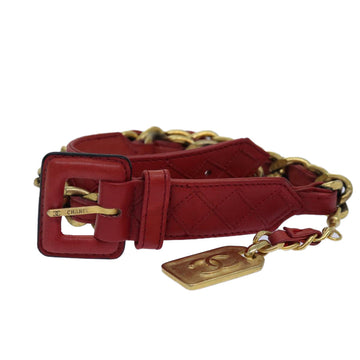 Top Quality Chanel Bicolore Chain Belt Leather metal 26.8"-28.7" Red Gold CC Auth bs16764