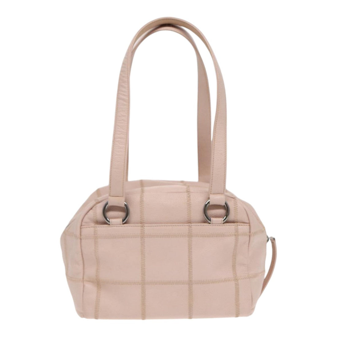 Chanel Choco Bar Shoulder Bag Caviar Skin Pink Silver CC Auth bs