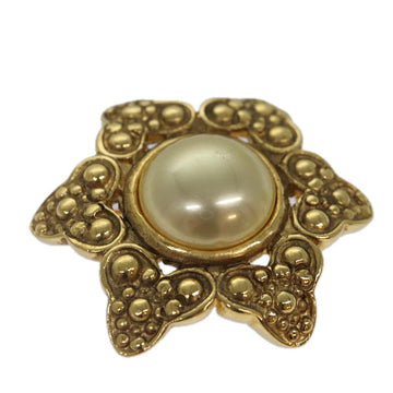 Top Quality Chanel Brooch Metal Gold Tone CC Auth bs17053