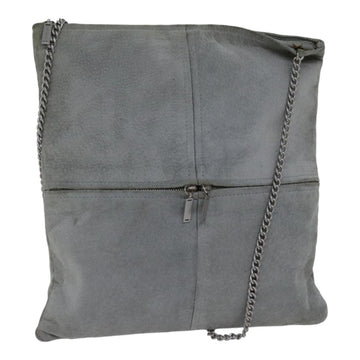 Chanel Chain Shoulder Bag Suede Gray Silver CC Auth bs