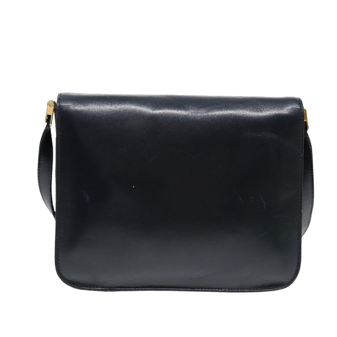 Balenciaga Shoulder Bag Leather Navy Gold Auth bs17168