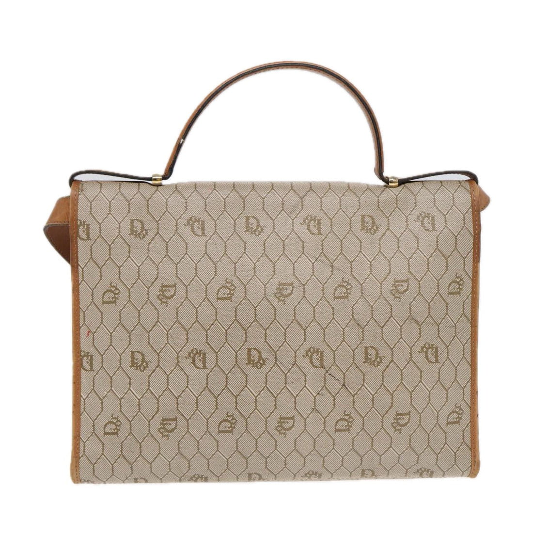 CHRISTIAN Top quality Dior Honeycomb Canvas Hand Bag PVC 2way Beige Gold Auth bs17306