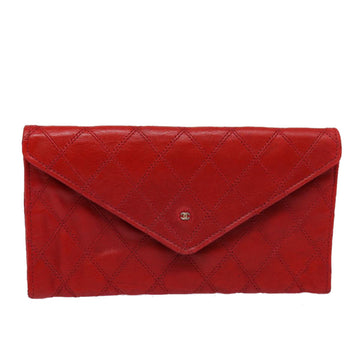 Chanel Bicolore Wallet Leather Red Gold CC Auth bs