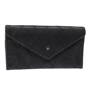 Chanel Bicolore Wallet Leather Black Gold CC Auth bs