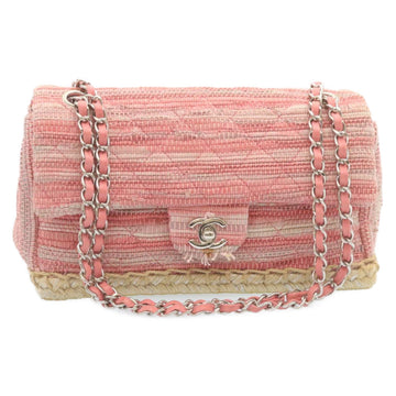 Chanel Chain New Shoulder Bag Turn Lock Canvas Pink CC Auth bsA