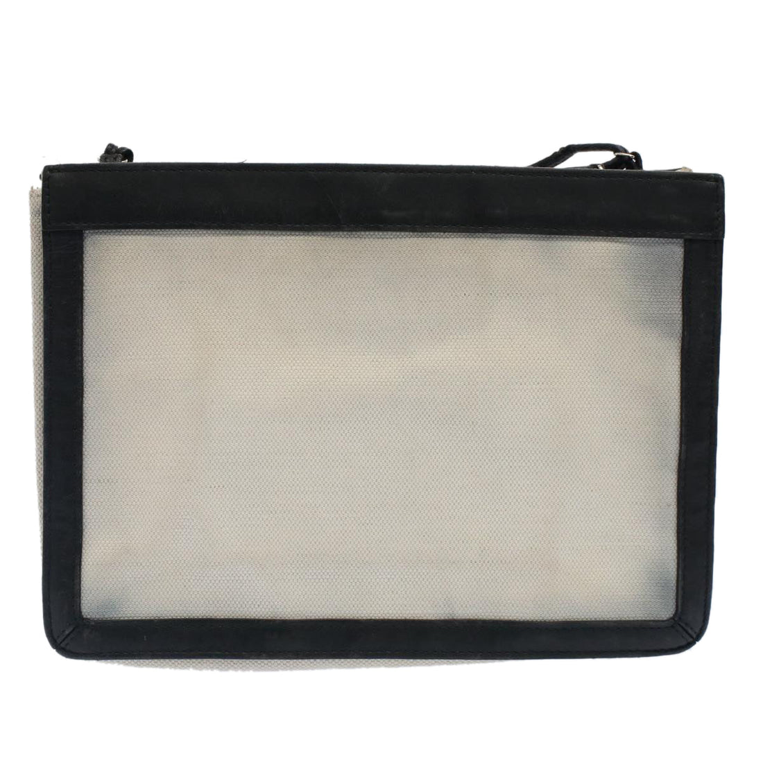 Balenciaga Shoulder Bag Canvas White Black Auth bs7585