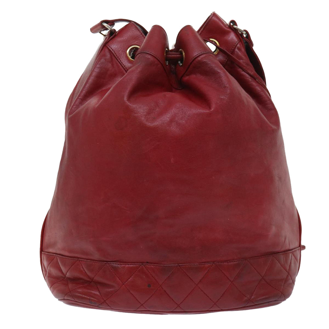 Chanel Chain Shoulder Bag Lamb Skin Red CC Auth bs