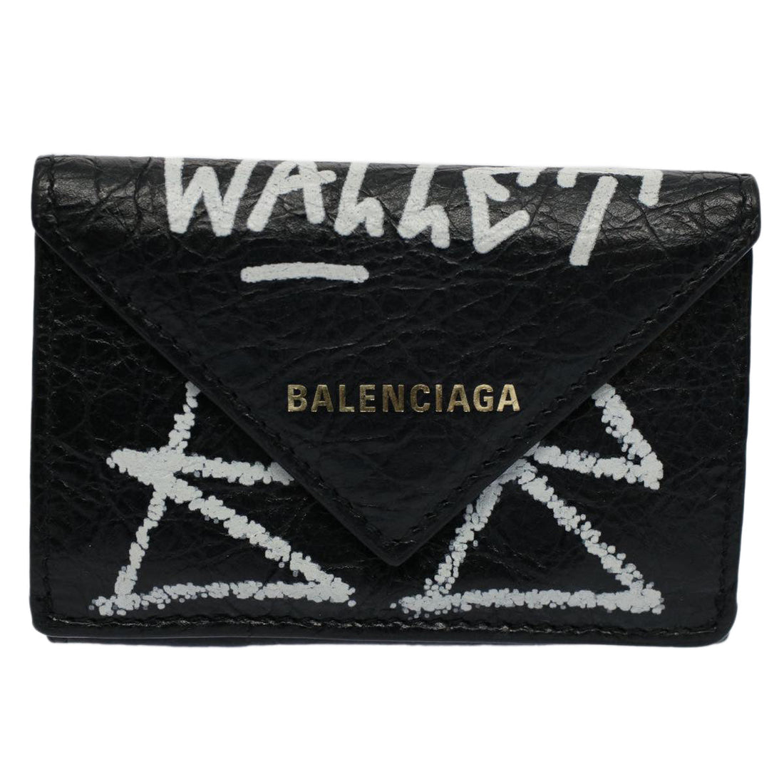 Balenciaga Wallet Leather Black 391446 Auth bs9477