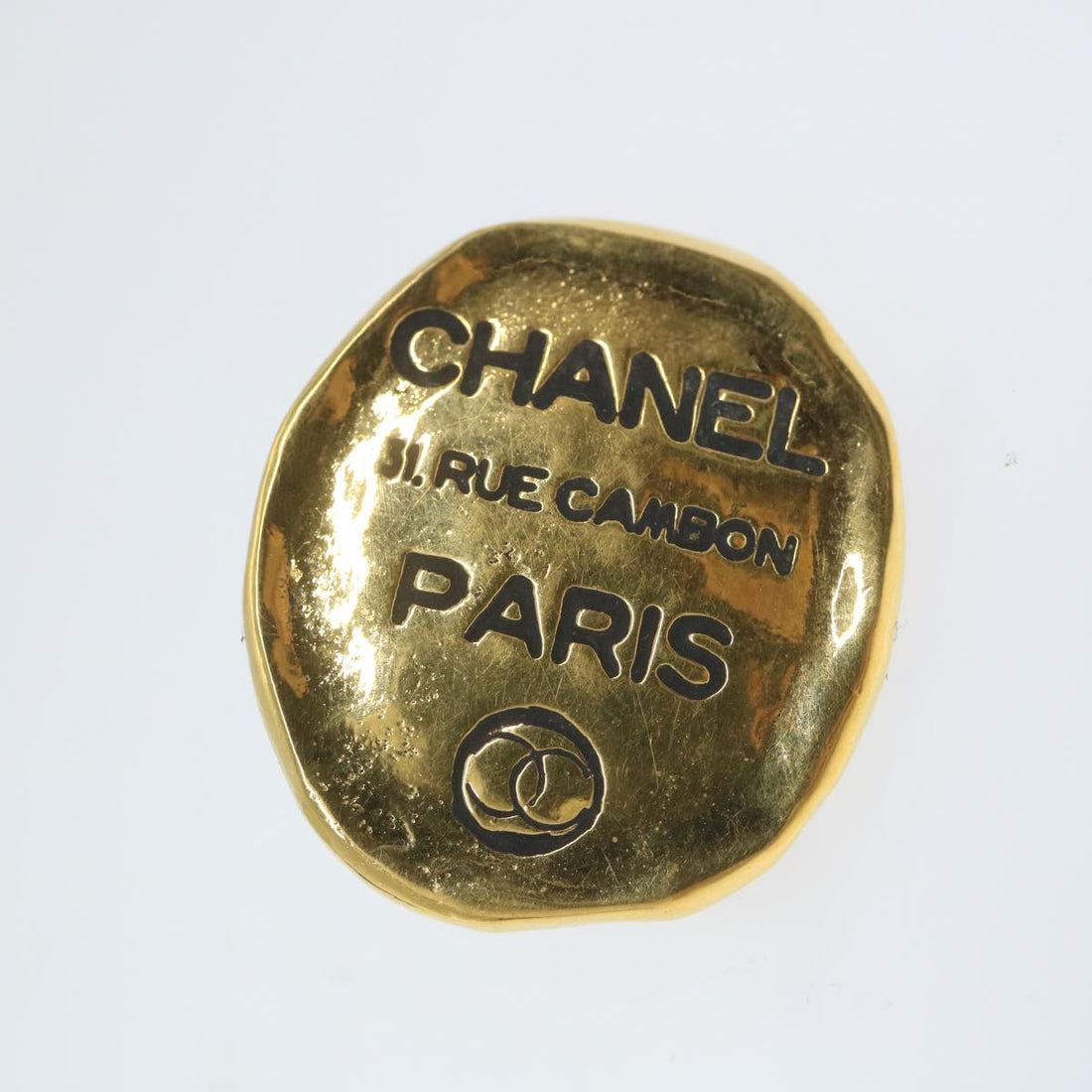 Top Quality Chanel Cambon Earring Metal Gold Tone CC Auth bs9649