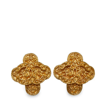 Chanel  Coco Mark Cross Earrings Gold Plated