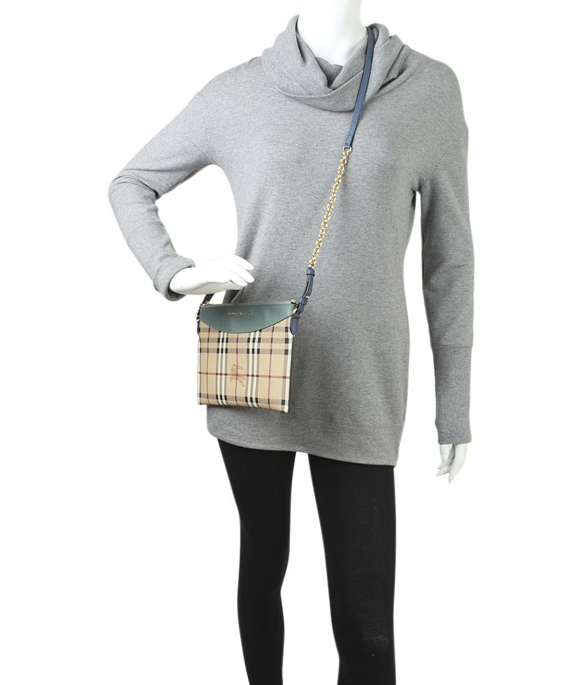 Burbe**y Peyton Blue Multi-Color Haymarket Check Canvas Crossbody Bag