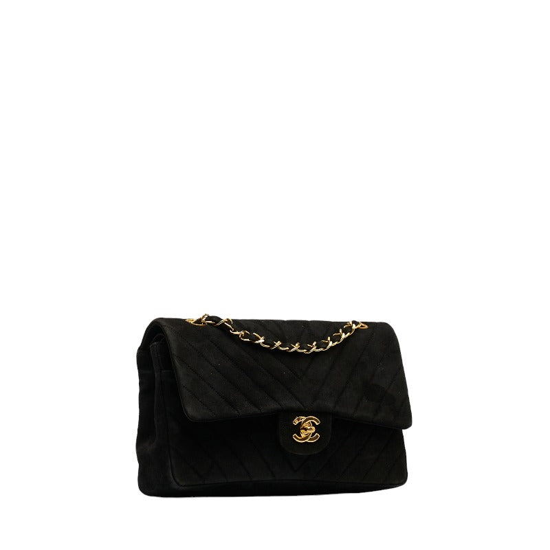 Chanel Mattress 25 Double Flat Chain houlder Bag Black Sweater Lady Chanel