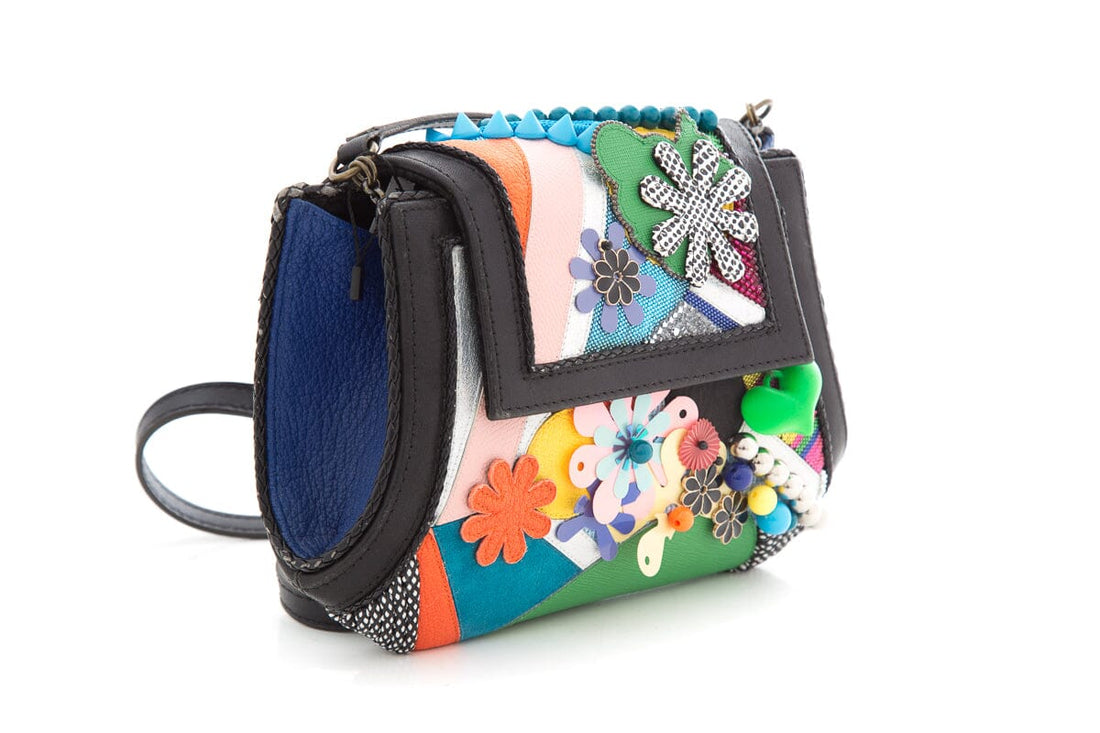 Beavaldes Patchwork Multi-Color Sequin Detail Cross-Body
