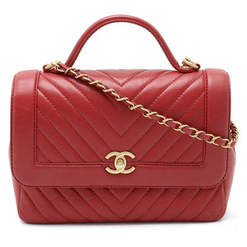 Chanel V Stick Chevron Top Handle Handbag 2WAY Chain Shoulder Bag Laser Red Red Gold  Black / Blue / Blue