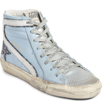 Golden Goose Women's Leather Slide High Top Sneakers In Light Blue