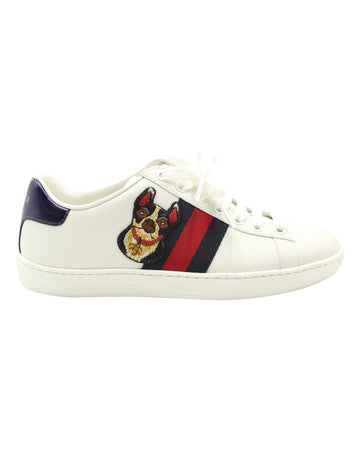 Gucci Ace Embroidered Sneaker In White Leather