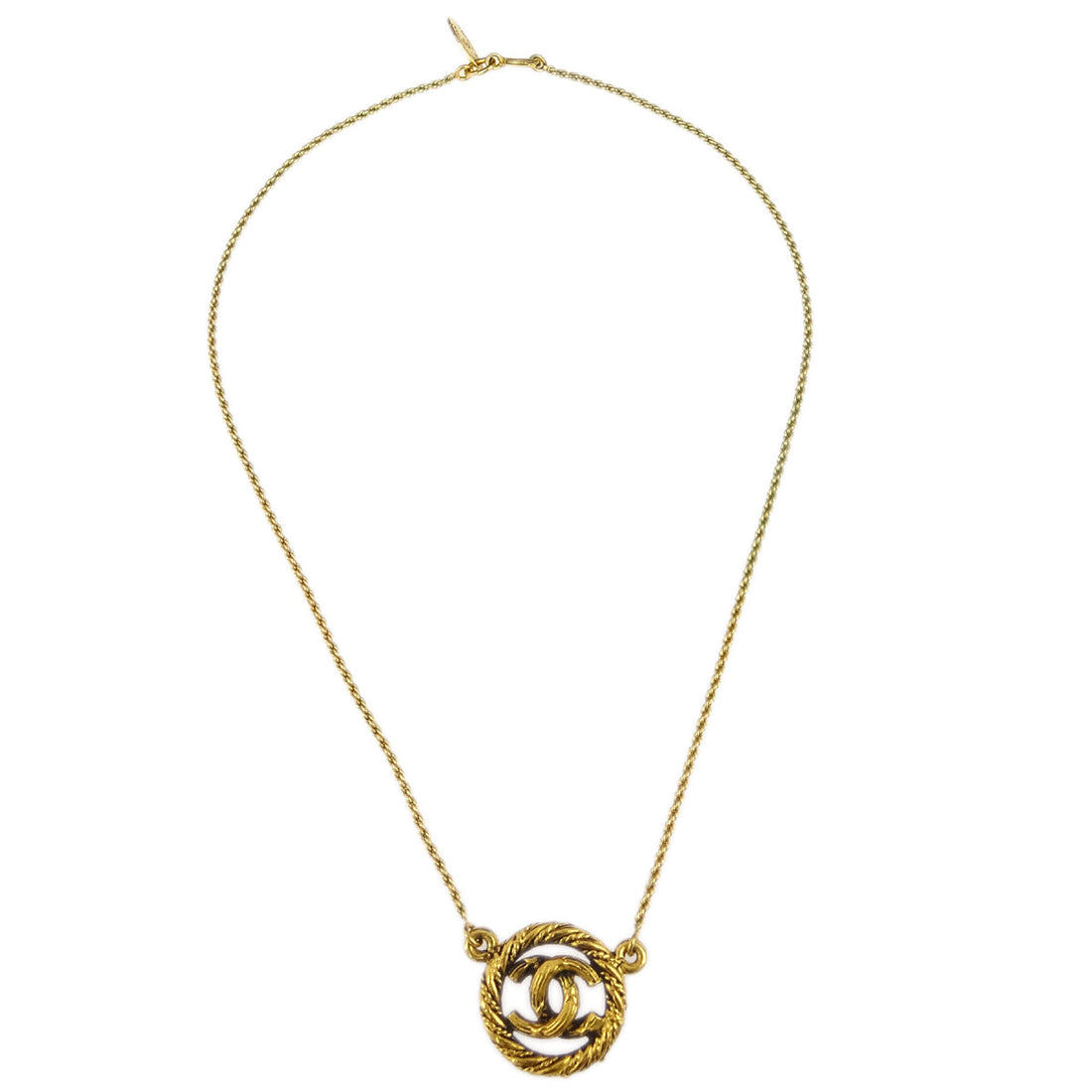 Chanel Medallion Pendant Necklace Gold 3298