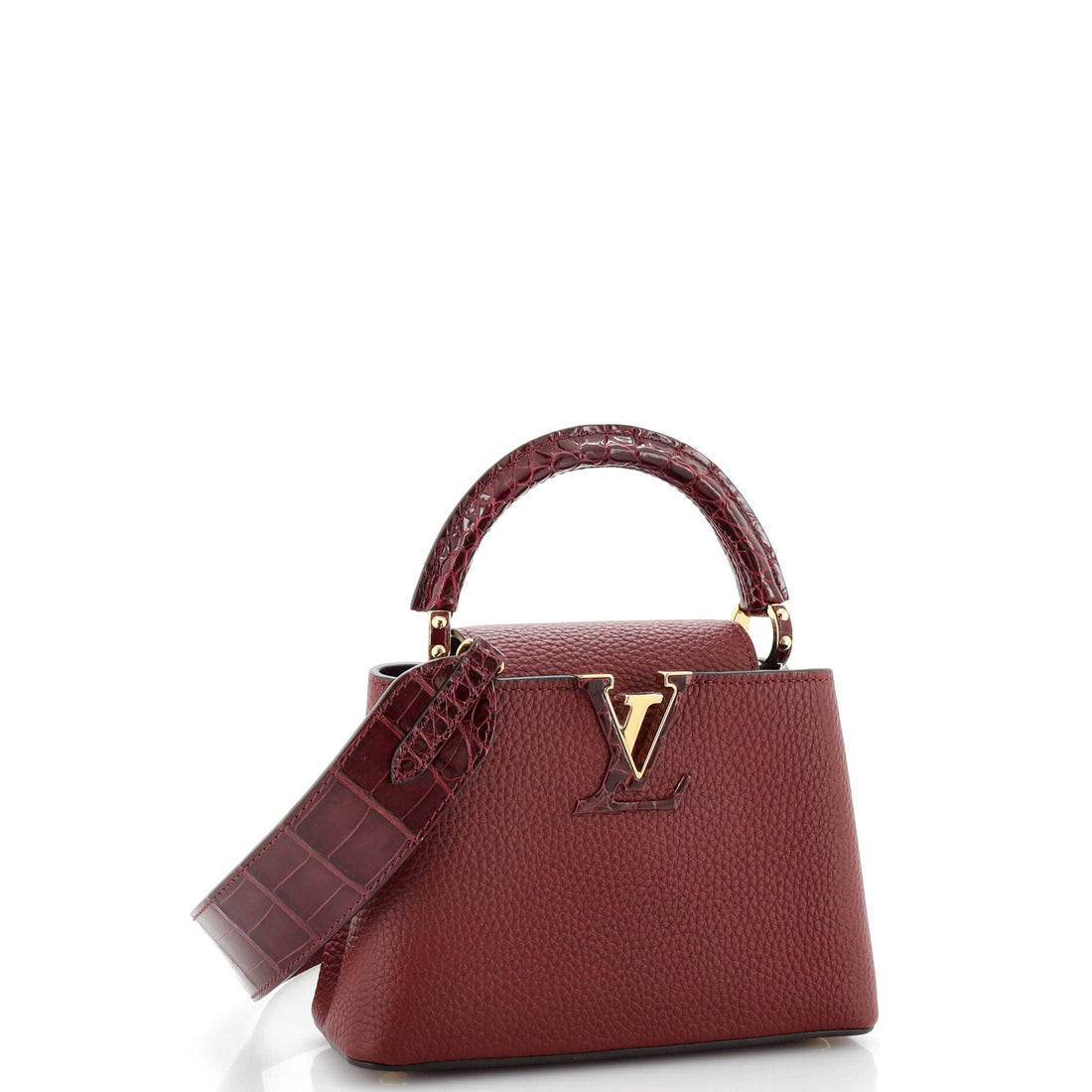 Capucines Bag Leather with Crocodile Mini