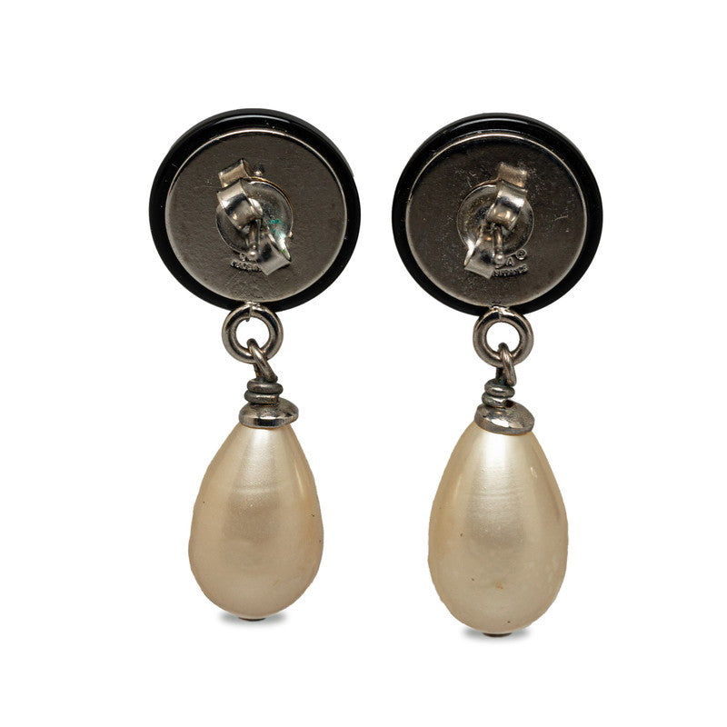 Chanel Coco Swing Pearl Pierce Black Pearl Metal Line Stone  Chanel