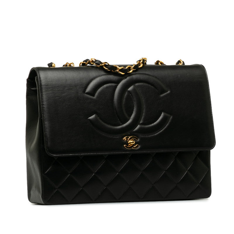Chanel Decamatrasse 34 Cocono mark Single Flap Chain Shoulder Bag Black kin  CHANEL