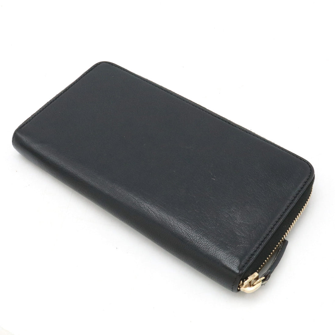 Chanel Lucky Flower Coco no mark Roundfather Long Wallet Leather Black Black Gold  A81657