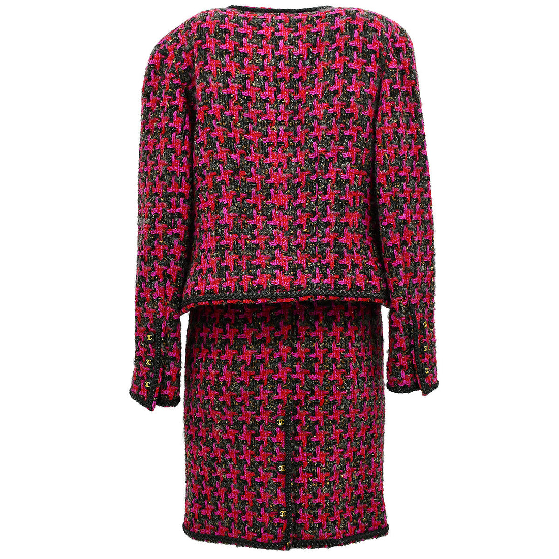 Chanel Setup Suit Jacket Skirt Black