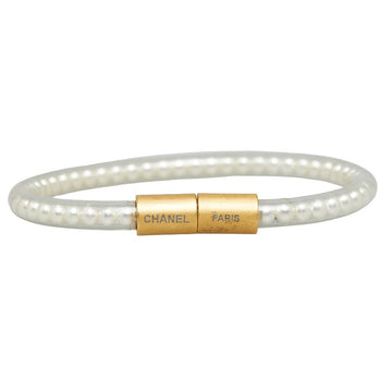 Chanel  Pearl Bracelet White Gold Vinyl   Chanel