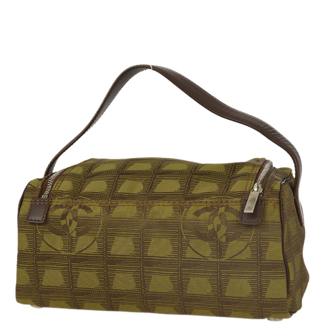 Chanel 2001-2003 Green Brown Jacquard Nylon New Travel Line Handbag