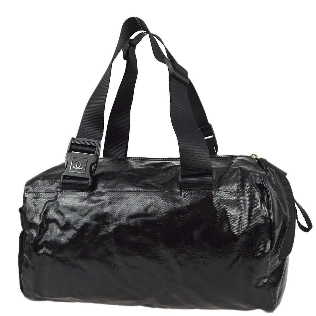 Chanel Black Vinyl Sport Line Duffle Gym Bag