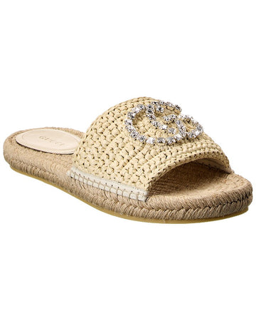 Gucci Interlocking G Raffia Espadrille