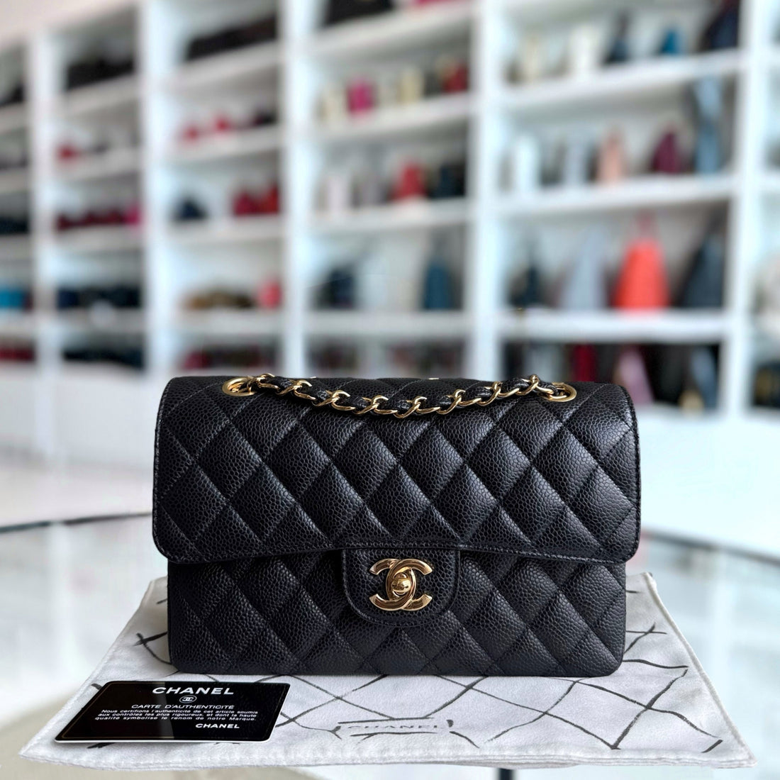 Chanel Classic Flap Small - Togo/epsom/caviar/clemence/callfskin/cowhide/lambskin 23CM Quilted Black Gold Hardware Series 30