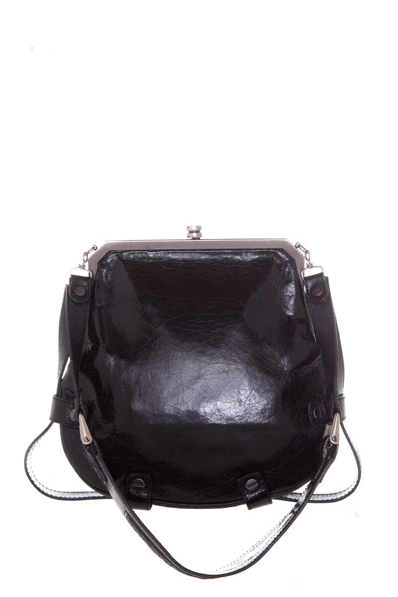 Lanvin  Black Aged Leather Shoulder Bag