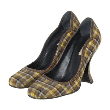 Prada  Plaid Canvas Pumps