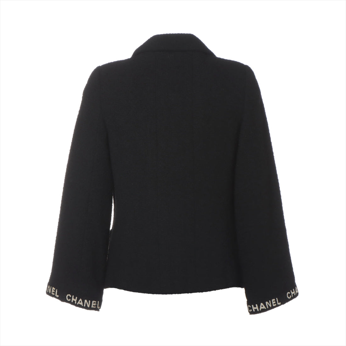 Chanel Coconut Button 95A Wool  Nylon Jacket 38  Black P05747V04386 Twid Logo Stitching