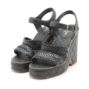 Chanel Coco Matrasse Leather Sandal 37  Black G30758