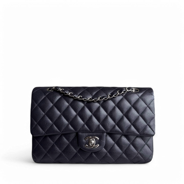 Chanel Classic Flap Medium - Togo/epsom/caviar/clemence/callfskin/cowhide/lambskin 25CM Quilted Dark Midnight Blue Silver Hardware Series 18