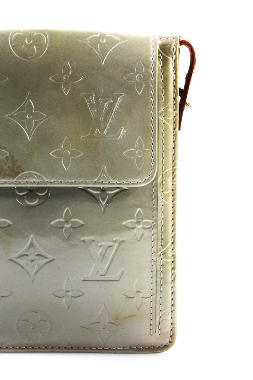 Louis Vuitton Womens Monogram Vernis Mott Flap Tote Handbag Neutrals Beige