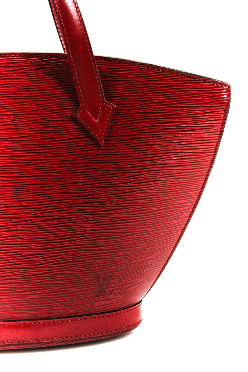 Louis Vuitton Womens  Saint Jacques Zip Tote Handbag Epi Leather Red Medium