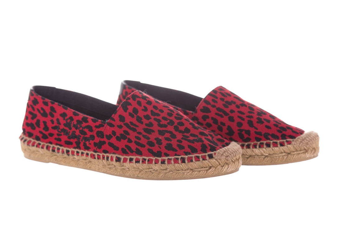 Saint Laurent Red Leopard Print Espadrilles SZ 38.5