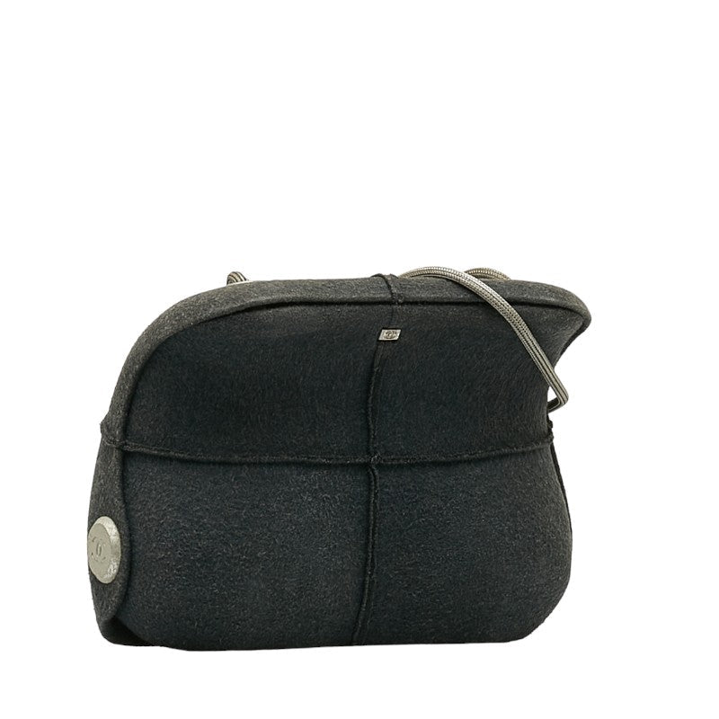 Chanel Cocono mark  houlder Bag Hip Bag Gray Felt  Chanel