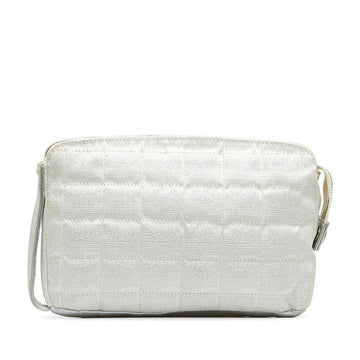 Chanel New Label Line Porch ilver White Nylon Leather  CHANEL