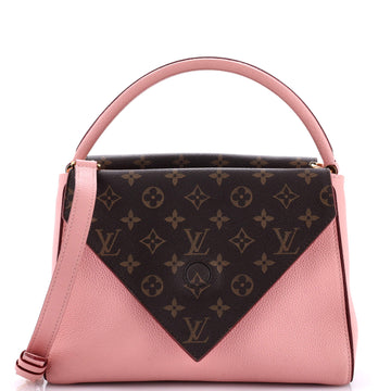 Double V Handbag Calfskin with Monogram Canvas