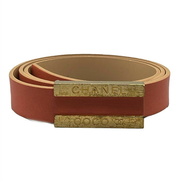 Top Quality Chanel - 01P 2001 Spring  Leather Belt -Salmon / Gold 80 / 32